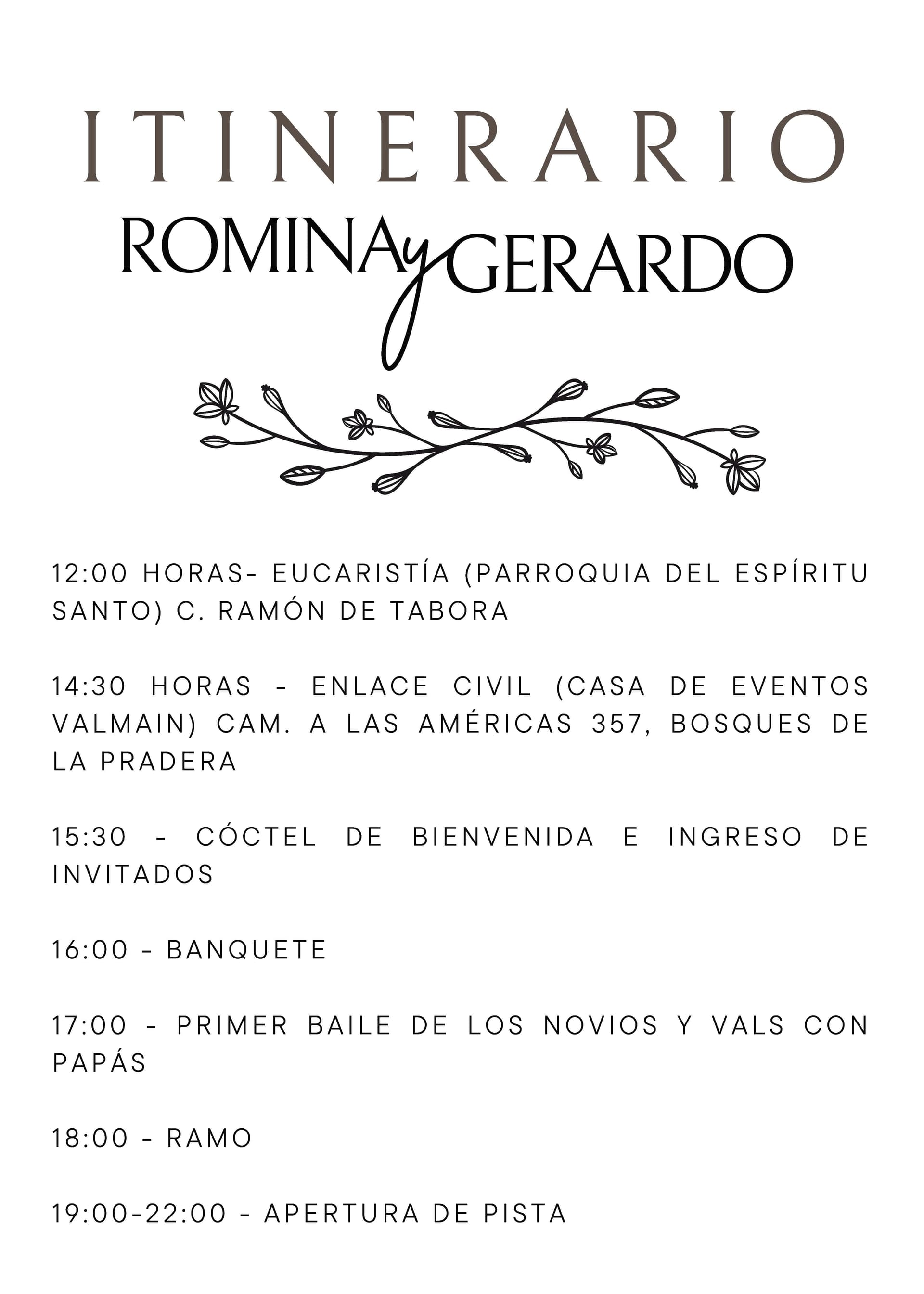 Cronograma de la boda